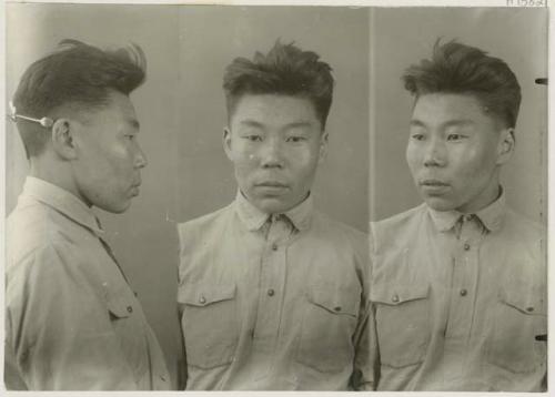 Studio portrait of a man, three views