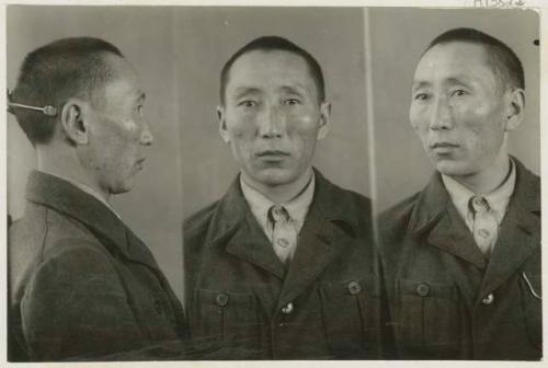 Studio portrait of a man, three views