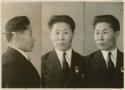 Studio portrait of a man, three views