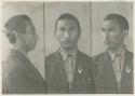 Studio portrait of a man, three views