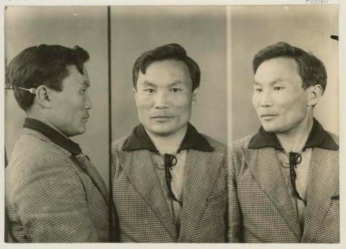 Studio portrait of a man, three views