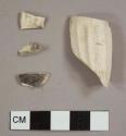 White ball clay/Kaolin pipe bowl fragments with ribbed exterior, possibly from same object