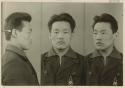 Studio portrait of a man, three views