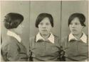 Studio portrait of a woman, three views