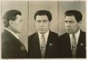 Studio portrait of a man, three views