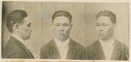 Studio portrait of a man, three views