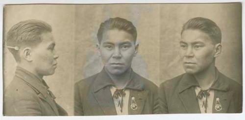 Studio portrait of a man, three views