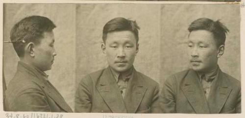 Studio portrait of a man, three views