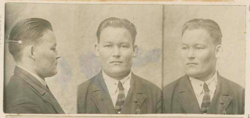 Studio portrait of a man, three views