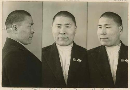 Studio portrait of a man, three views