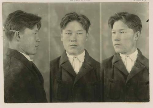 Studio portrait of a man, three views