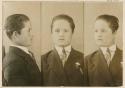 Studio portrait of a man, three views