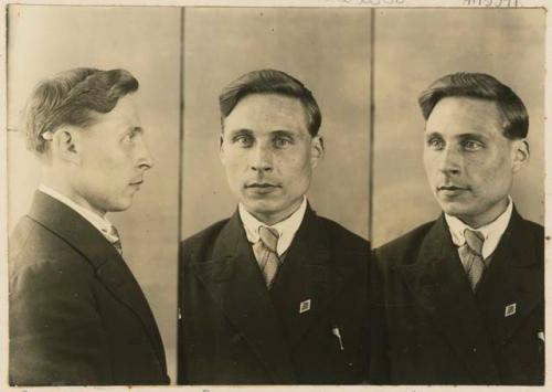 Studio portrait of a man, three views