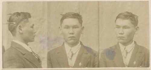 Studio portrait of a man, three views