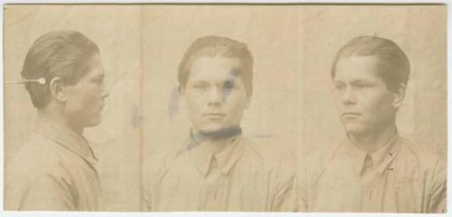 Studio portrait of a man, three views