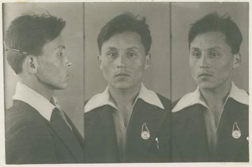 Studio portrait of a man, three views