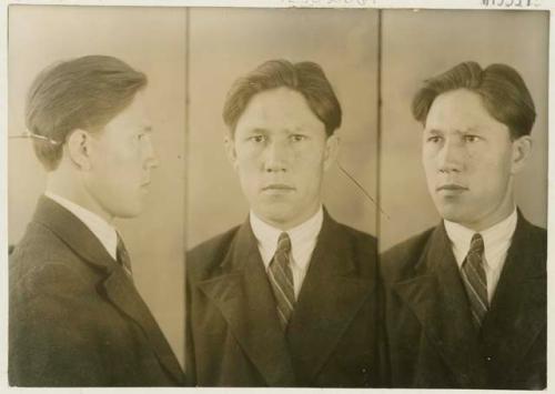 Studio portrait of a man, three views