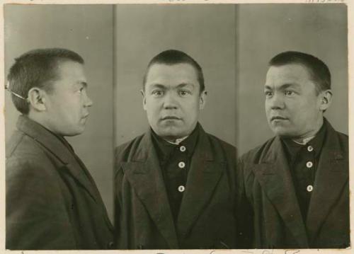 Studio portrait of a man, three views