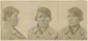 Studio portrait of a woman, three views