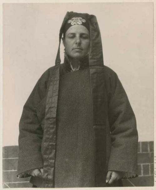 Mrs. Frederick Wulsin wearing Mongolian headdress