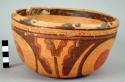 Yojoa polychrome pottery bowl, dimpled base - Bold Geometric Type