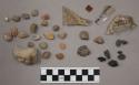 Chipping waste, glass, coal, pottery sherds