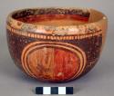 Small Yojoa polychrome pottery bowl - restored. Bold Geometric style.