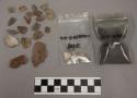 Fragments charcoal; 6 fragments bone-like substance; 40 fragments limestone and