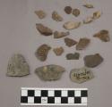 17 fragments quartz and limestone; 72 fragments stone