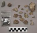 123 fragments quartz and limestone; 104 fragments stone; 1 pebble; 8 fragments c