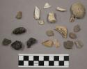 Bone, stone, coal, pottery sherd