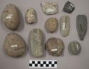 5 hammerstones; 1 large pebble; 5 bifacial fragments