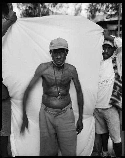 B/W image: Voira Tapu, 40, betel nut seller, Kaugere Settlement, Port Morseby