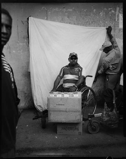 B/W image: Cigarette seller, Mount Hagen, Western Highlands