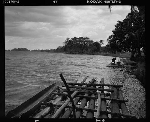 B/W image: Storm over the Sepik River in Angoram, East Sepik