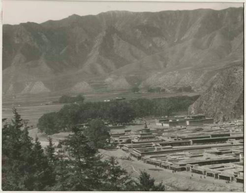 View of landscape and temples of Labrang, Tibet