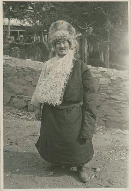 Man of Chinese and Tibetan heritage in fox-skin hat