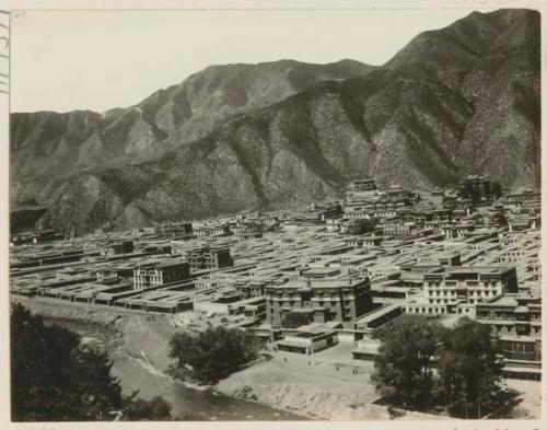 View of temples and landscape