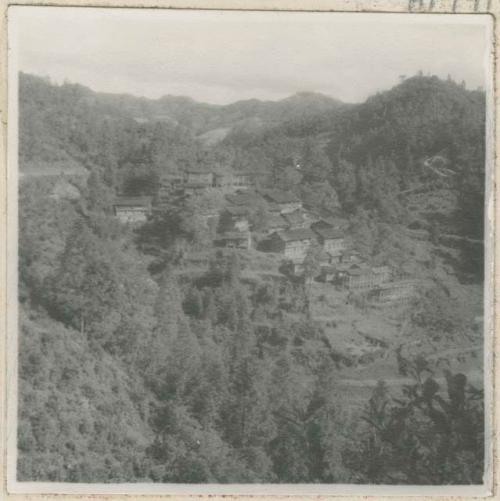 View of village in the mountains