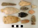 Chipped stone, projectile points, bifaces, scraper, perforator
