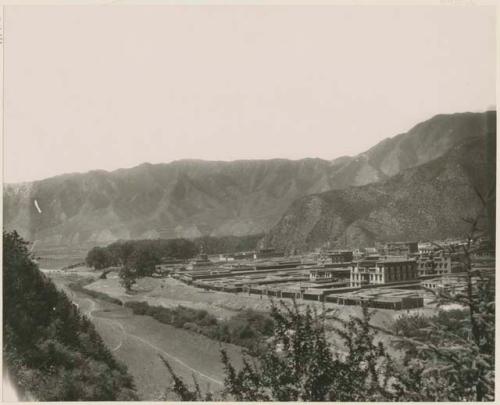 View of temples and landscape, Labrang, Tibet