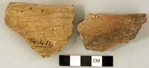 Ceramic, earthenware rim sherds, cord-impressed