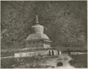 Pilgrims standing at white stupa, Labrang, Tibet