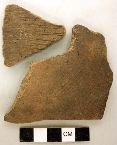 Ceramic, earthenware body sherds, cord-impressed, two sherds sampled for thin-section