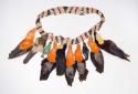 Necklace with bird skin pendants
