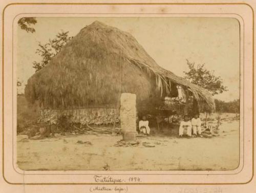 Portrait of Three men with House and Statue