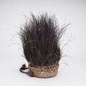 Basketry hat with cassowary (?) feathers