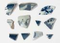Blue and white porcelain sherds, including body and base fragments