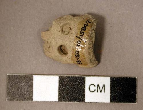 Tool-marked pottery pipe fragment