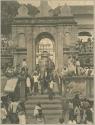 Elephant passing through gate of the Temple of the Tooth